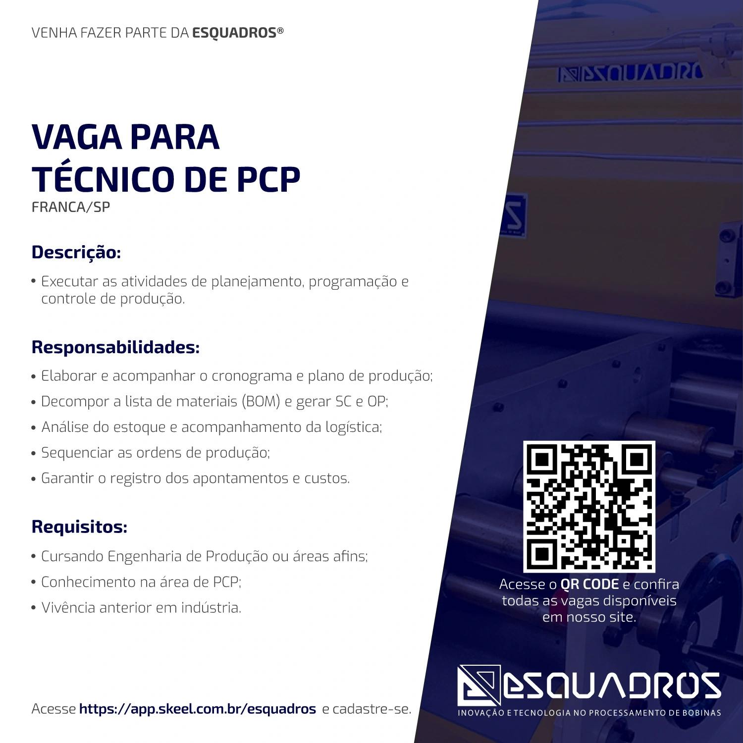 Técnico de PCP - Esquadros®
